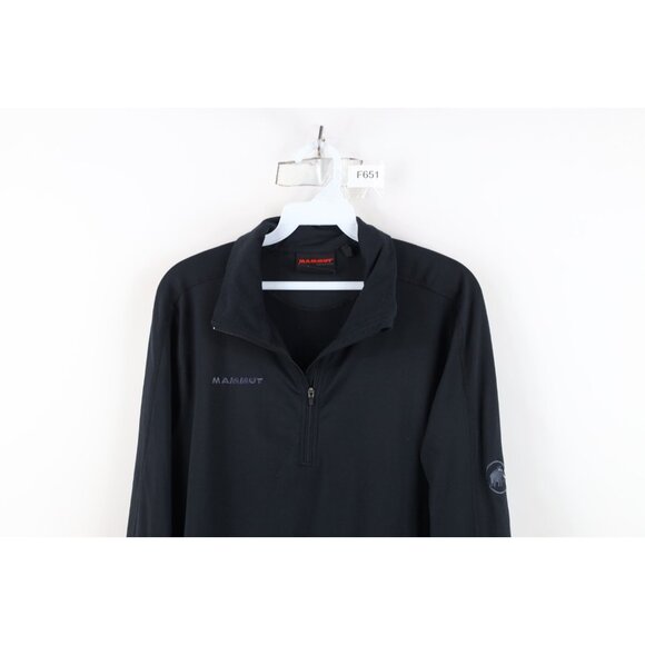 Mammut Mens Medium Spell Out Trekking Snow Half Zip Pullover Jacket Top Black - Picture 2 of 16